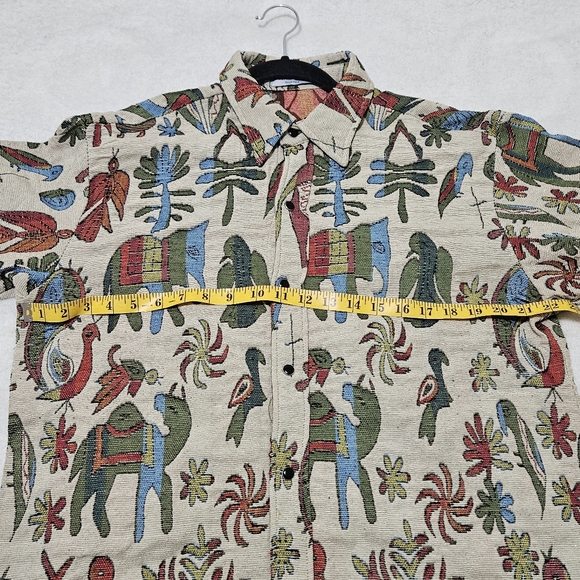 Aelfric Eden Tapestry Elephant & Camel Jacquard Button Down Shirt Small - Picture 12 of 15